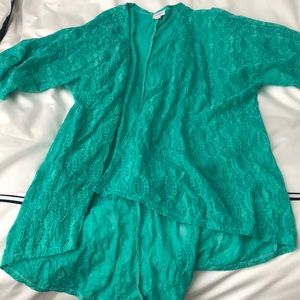 Lularoe teal open front kimono